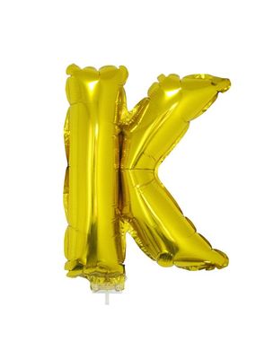 Folieballon 41cm Met Stokje Letter K Goud