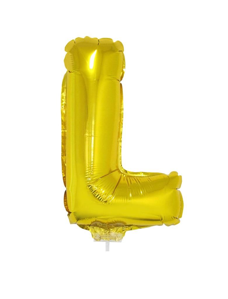 Folieballon 41cm Met Stokje Letter L Goud
