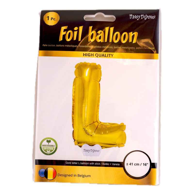 Folienballon 41cm Mit Stab Buchstabe L Gold