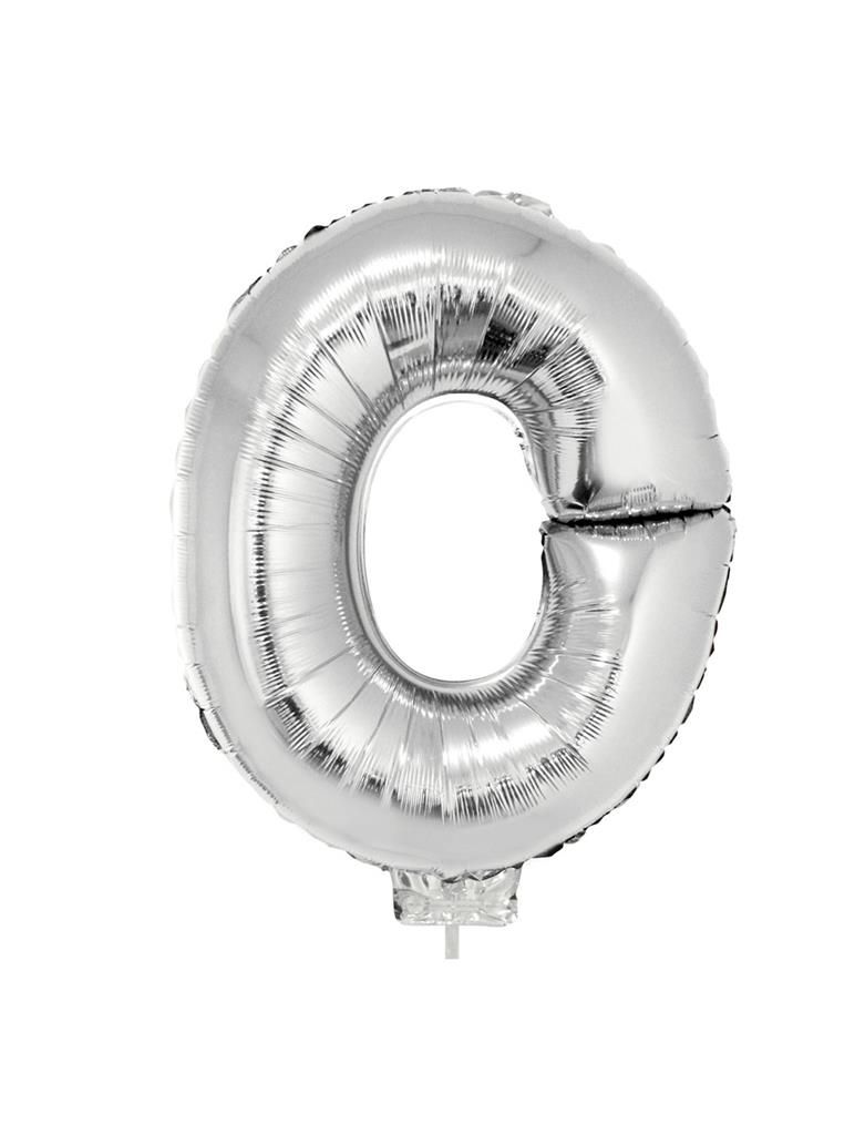 Folieballon 41cm Met Stokje Letter O Zilver Folieballon 41cm Met Stokje Letter O Zilver