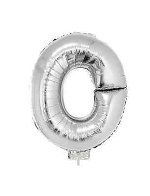 Folieballon 41cm Met Stokje Letter O Zilver