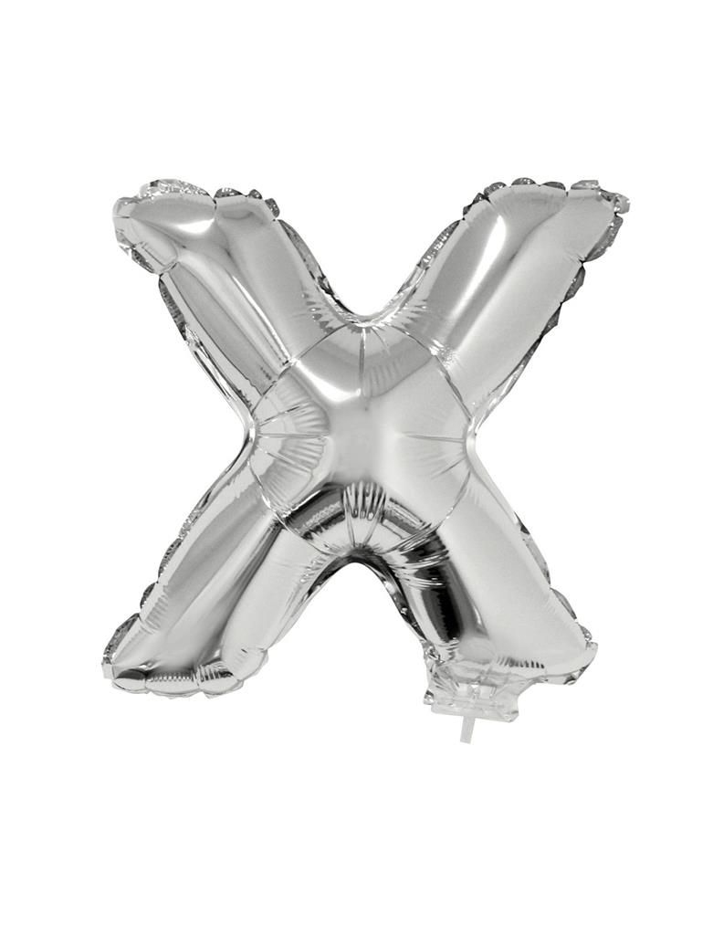 Folieballon 41cm Met Stokje Letter x Zilver