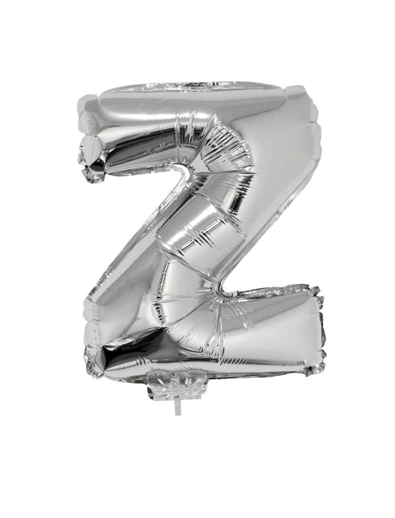 Folieballon 41cm Met Stokje Letter Z Zilver