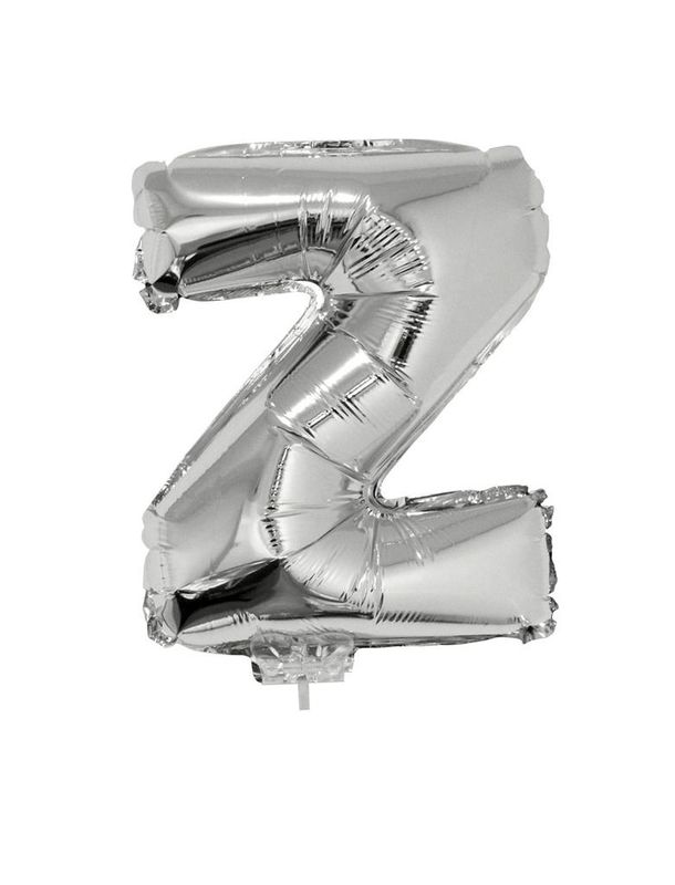 Folieballon 41cm Met Stokje Letter Z Zilver