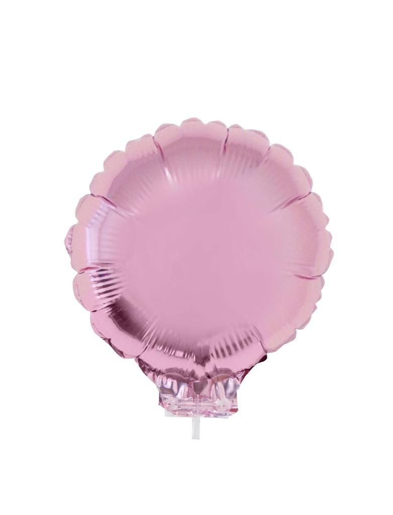Folieballon 28cm Met Stokje Rond Roze