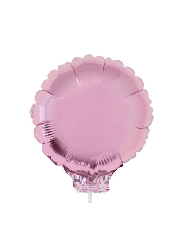 Folienballon 28cm Mit Stab Rund Rosa
