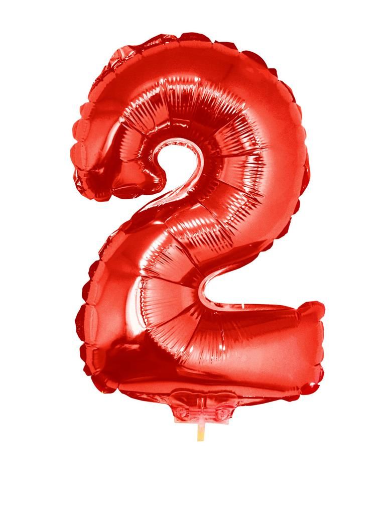 Folieballon 41cm Met Stokje Cijfer 2 Rood Folieballon 41cm Met Stokje Cijfer 2 Rood
