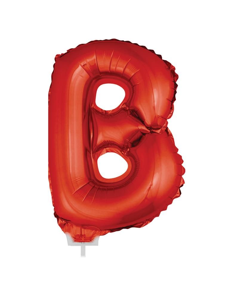 Folieballon 41cm Met Stokje Letter B Rood