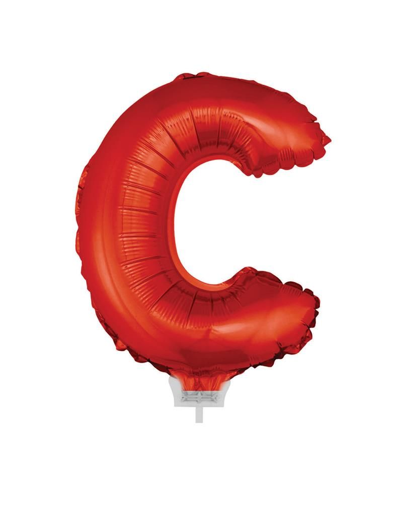 Folieballon 41cm Met Stokje Letter C Rood