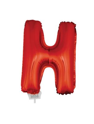 Folieballon 41cm Met Stokje Letter H Rood Folieballon 41cm Met Stokje Letter H Rood