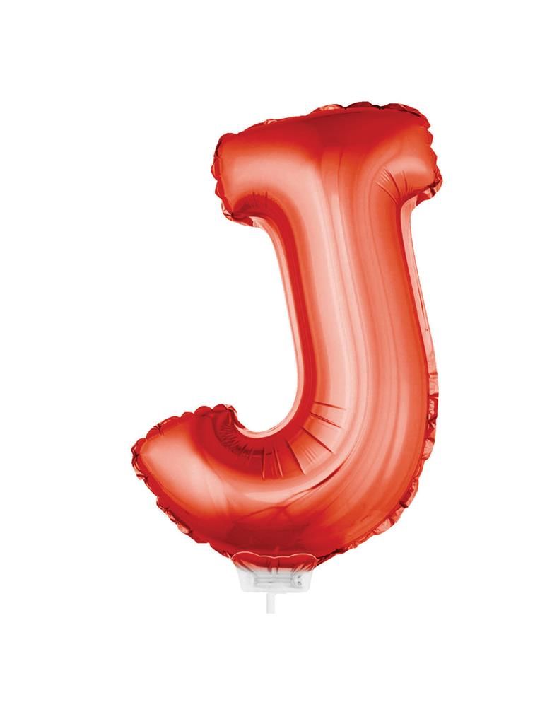Folieballon 41cm Met Stokje Letter J Rood Folieballon 41cm Met Stokje Letter J Rood