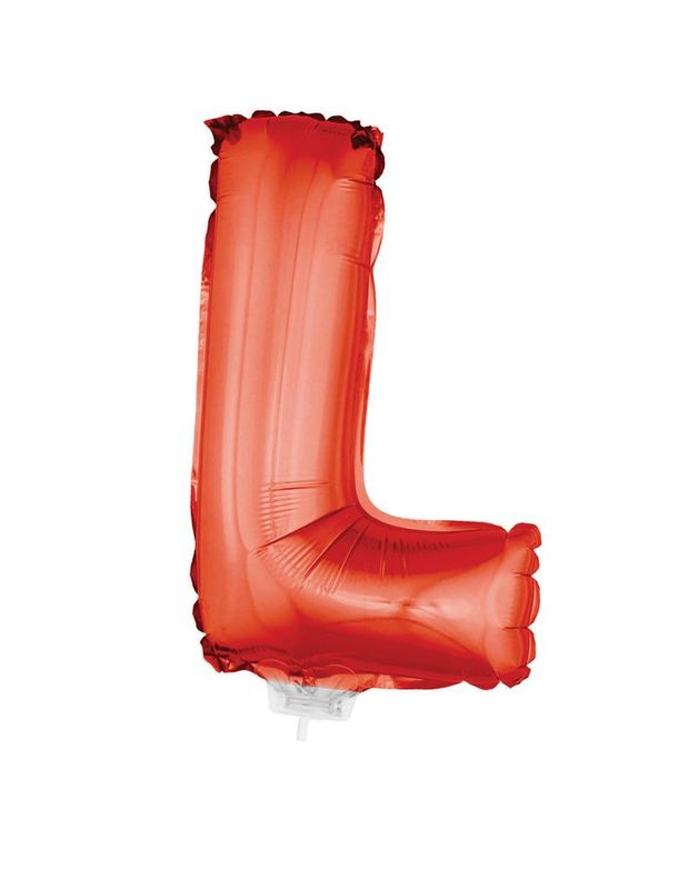 Folieballon 41cm Met Stokje Letter L Rood