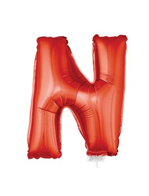 Folieballon 41cm Met Stokje Letter N Rood Folieballon 41cm Met Stokje Letter N Rood