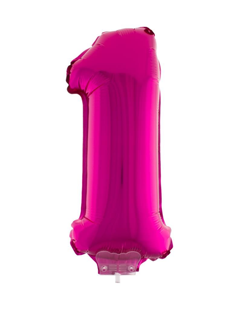 Folieballon 41cm Met Stokje Cijfer 1 Roze Folieballon 41cm Met Stokje Cijfer 1 Roze