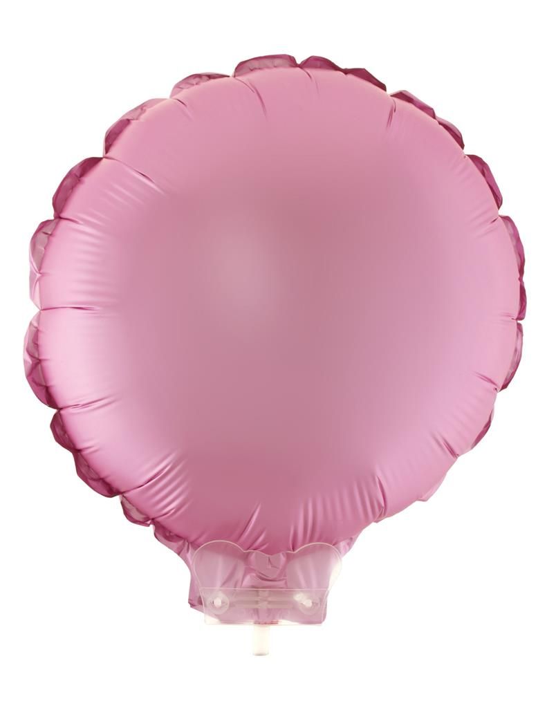 Folieballon 28cm Met Stokje Rond Chroom Roze Folieballon 28cm Met Stokje Rond Chroom Roze