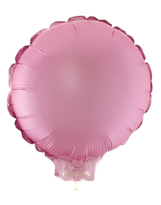 Folienballon 28cm Mit Stab Rund Chrome Rosa