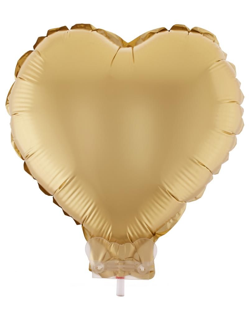 Folienballon 28cm Mit Stab Herz Chrome Gold