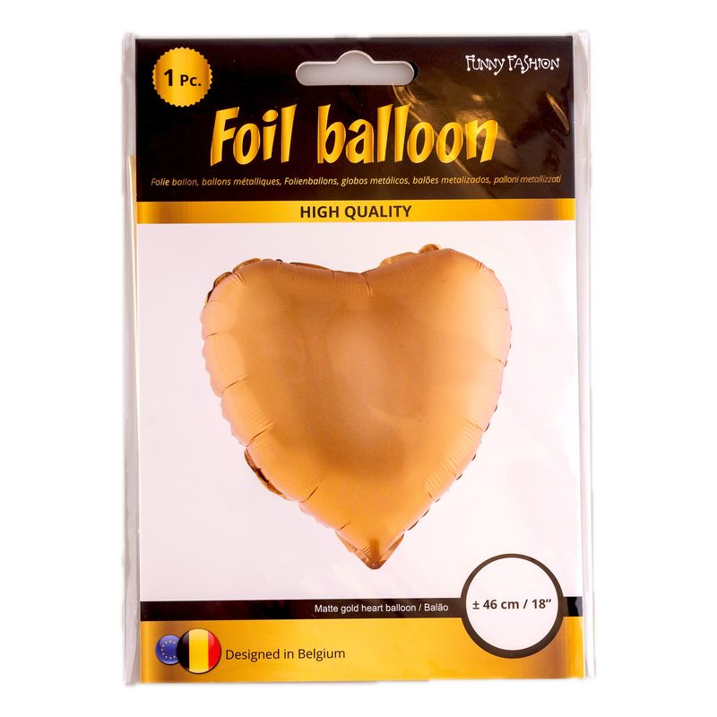 Folieballon 46cm Hart Chroom Goud