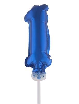 Folienballon 13cm Mit Stab Zahl 1 Blau