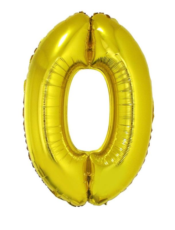 25 Folienballons 102cm Zahl 0 Gold
