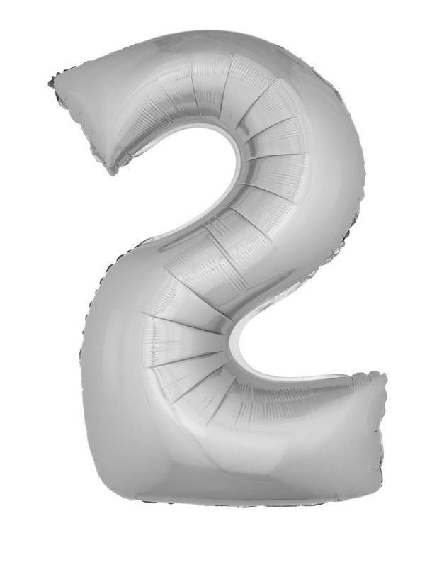 25 Folienballons 102cm Zahl 2 Silber
