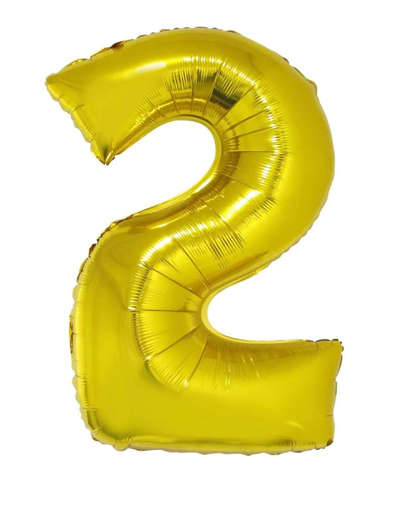 25 Folieballonnen 102cm Cijfer 2 Goud