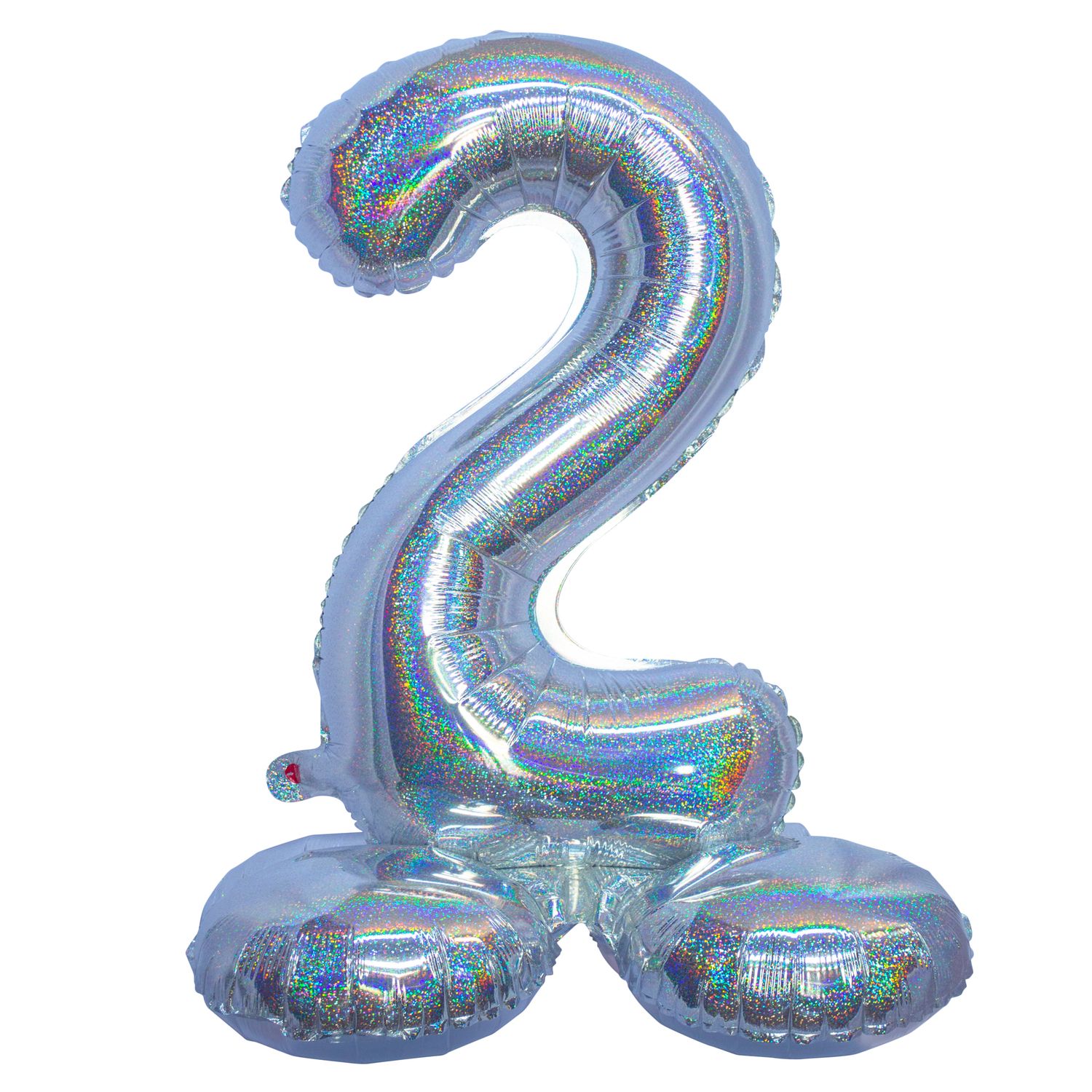 Folieballon 81cm Op Voet 2 Holografisch Zilver