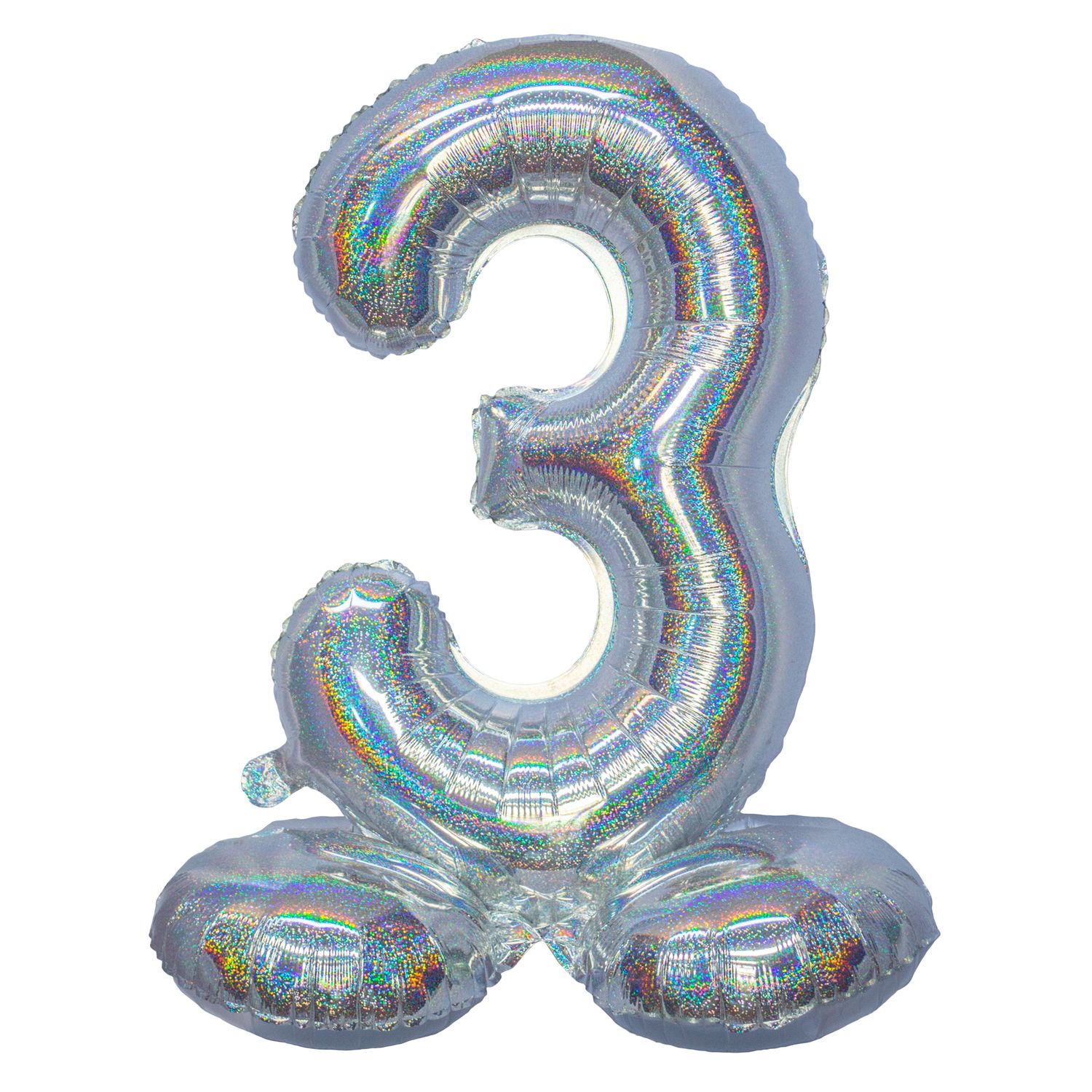 Folieballon 81cm Op Voet 3 Holografisch Zilver
