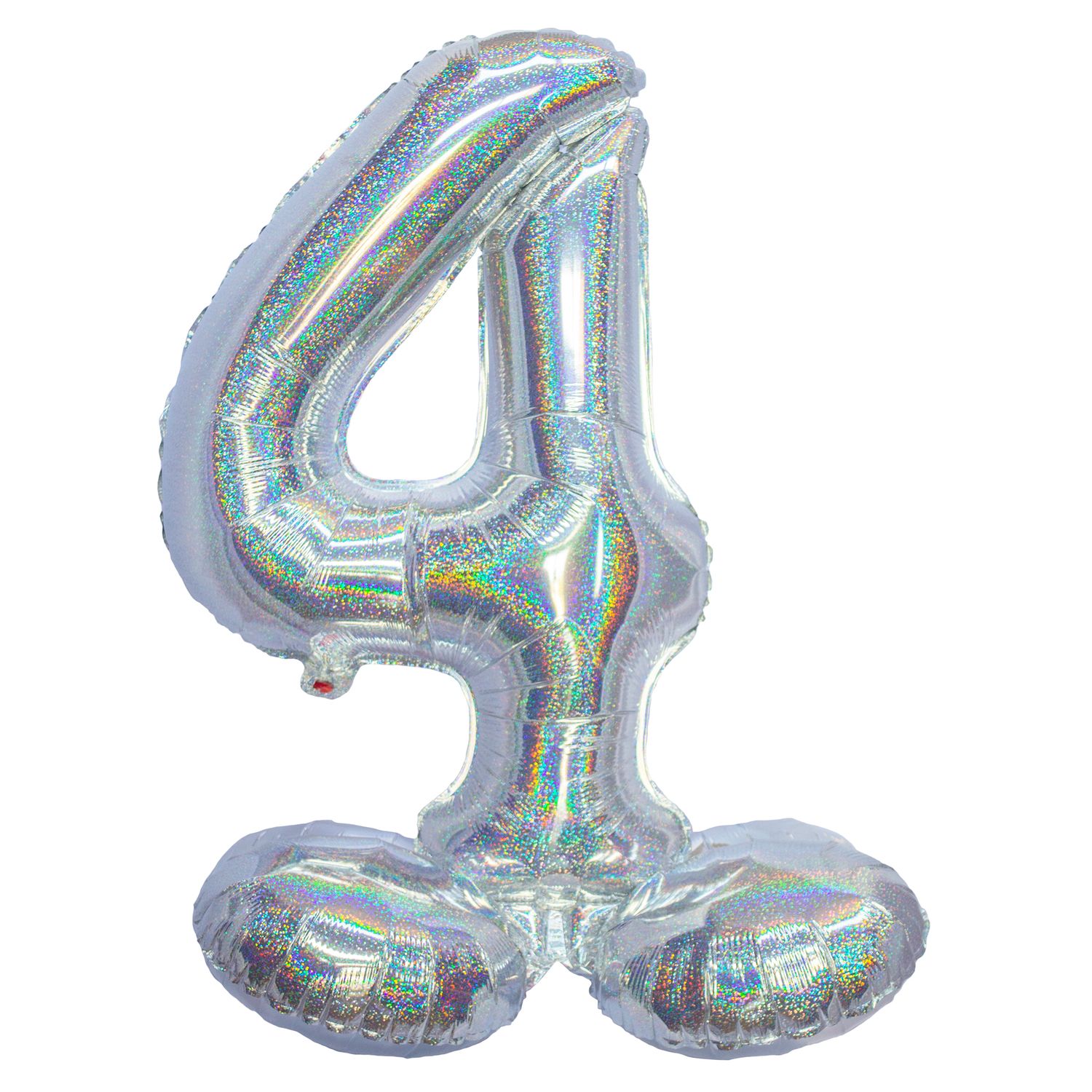 Folieballon 81cm Op Voet 4 Holografisch Zilver