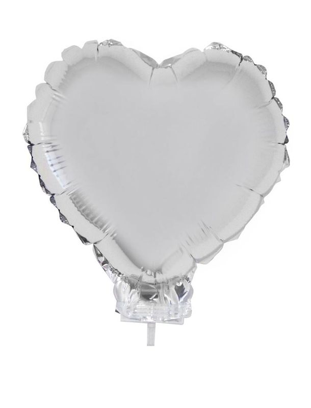 Folienballon Mit Stab Herz 28cm Silber