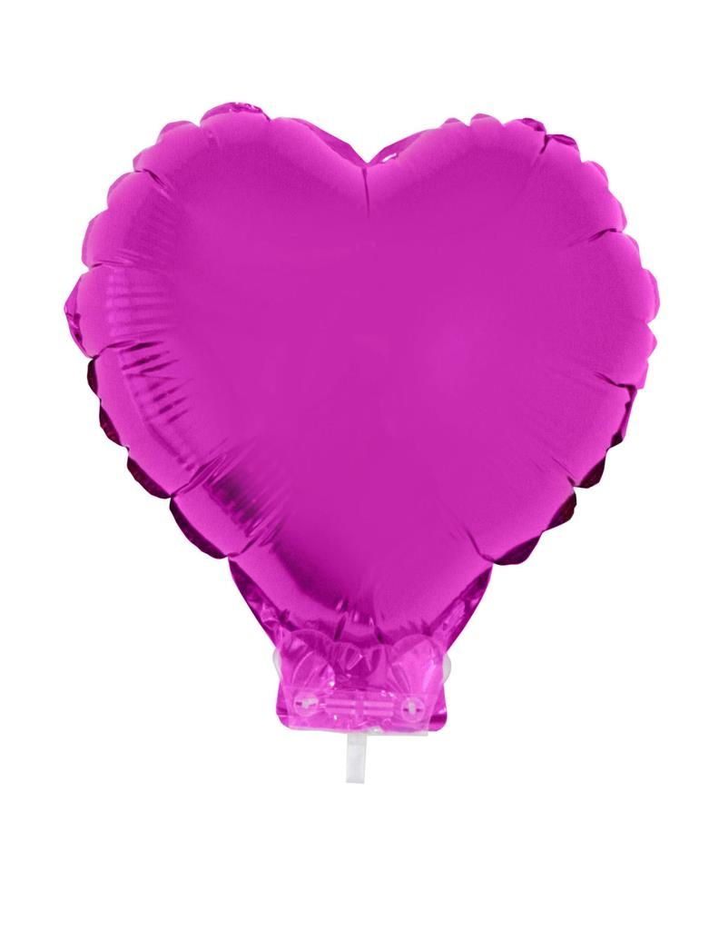 Folieballon 28cm Met Stokje Hart Fuchsia Folieballon 28cm Met Stokje Hart Fuchsia