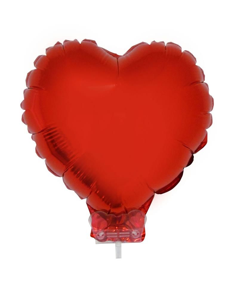 Folieballon 28cm Met Stokje Hart Rood Folieballon 28cm Met Stokje Hart Rood