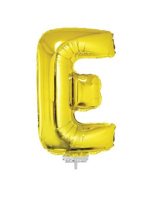 Folieballon 41cm Met Stokje Letter E Goud