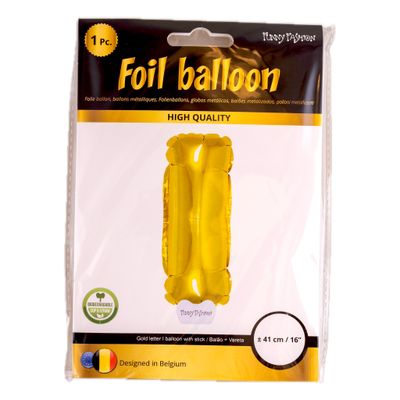 Folieballon 41cm Met Stokje Letter I Goud