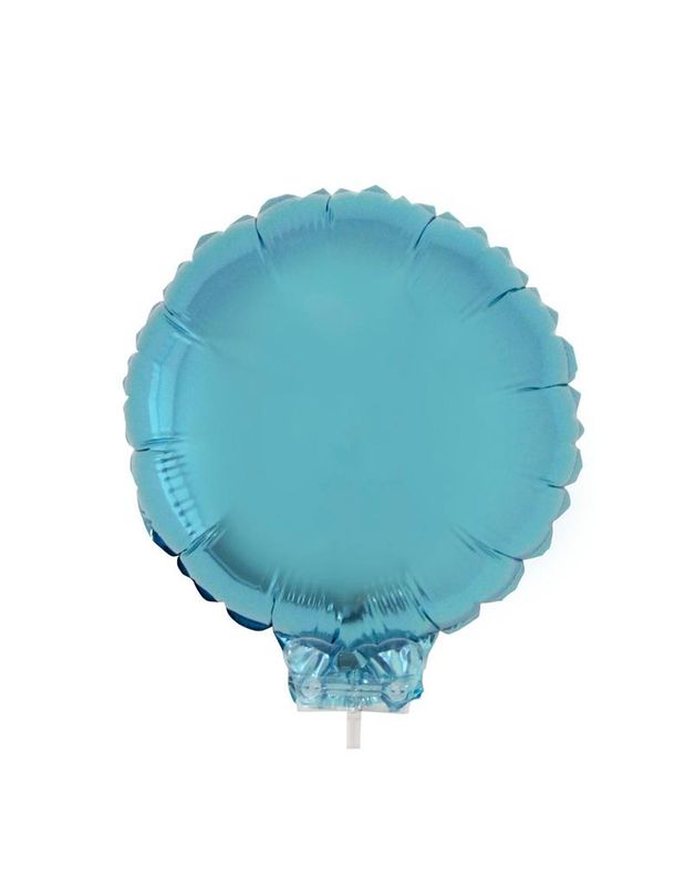 Folienballon 28cm Mit Stab Rund Hellblau