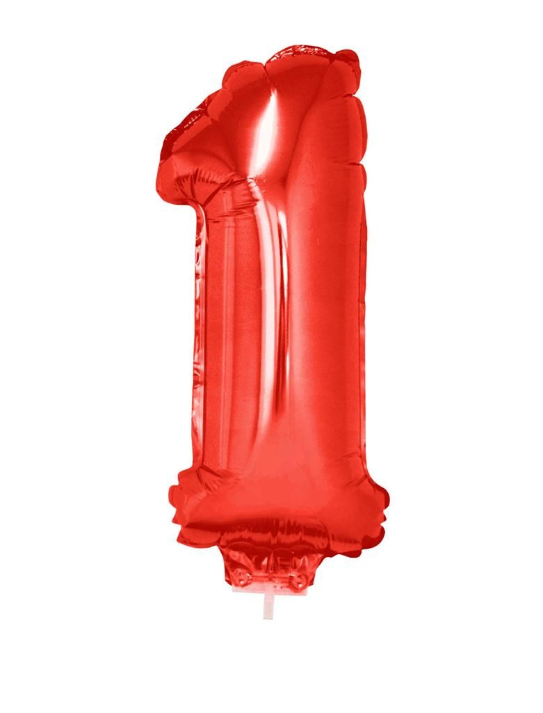 Folienballon 41cm Mit Stab Zahl 1 Rot