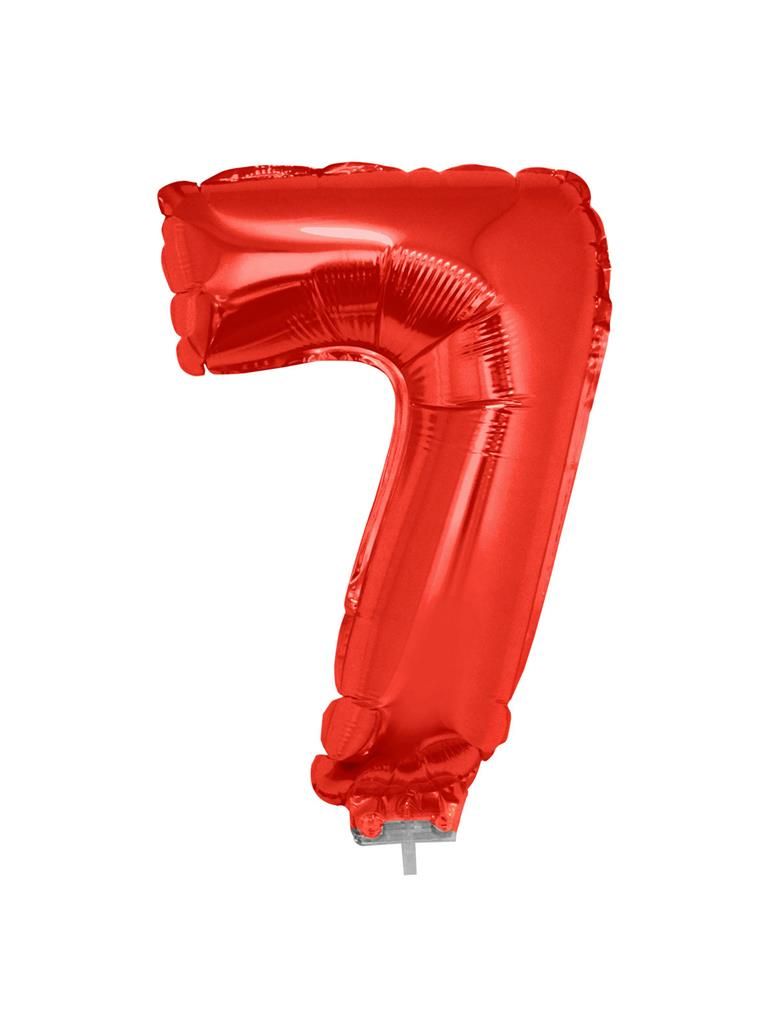 Folienballon 41cm Mit Stab Zahl 7 Rot Folienballon 41cm Mit Stab Zahl 7 Rot