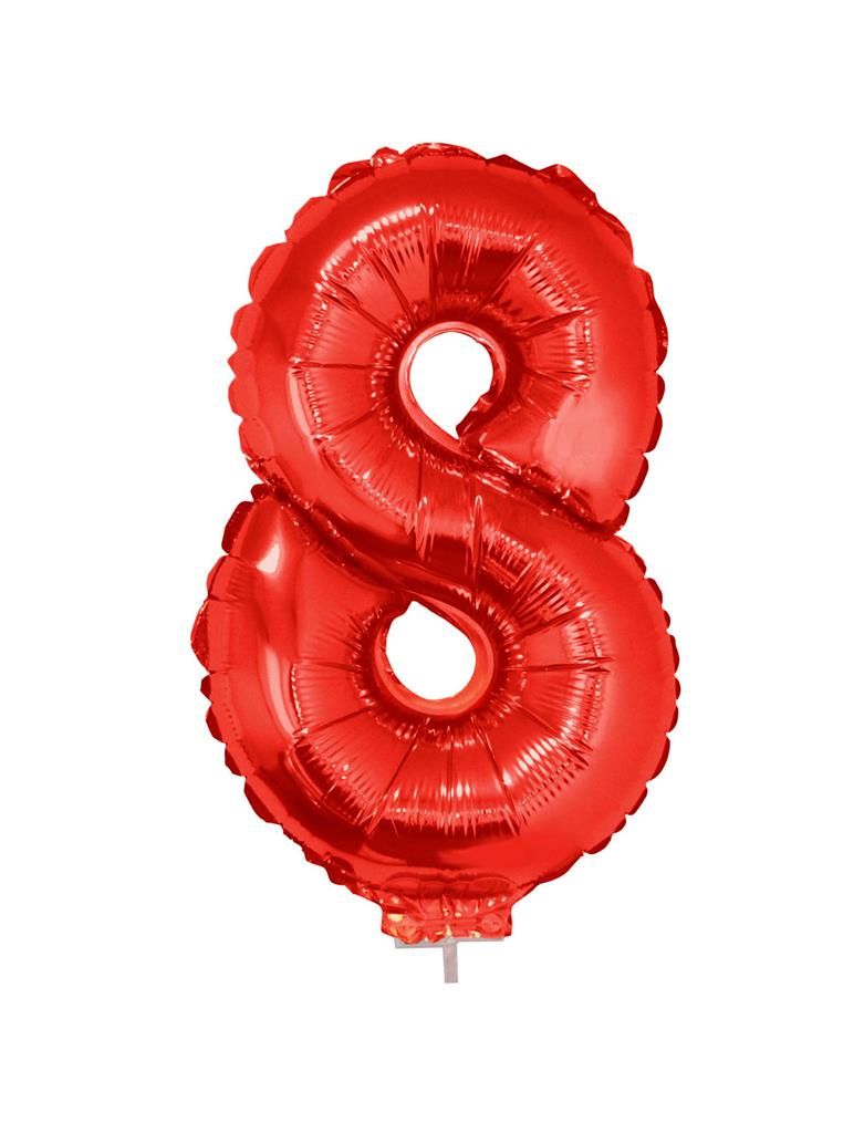 Folienballon 41cm Mit Stab Zahl 8 Rot Folienballon 41cm Mit Stab Zahl 8 Rot