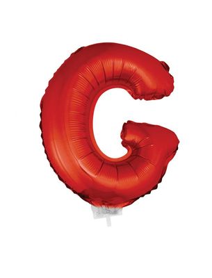 Folieballon 41cm Met Stokje Letter G Rood Folieballon 41cm Met Stokje Letter G Rood