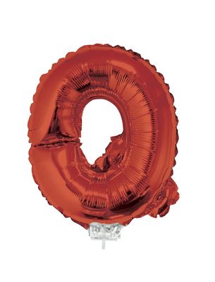Folieballon 41cm Met Stokje Letter Q Rood Folieballon 41cm Met Stokje Letter Q Rood