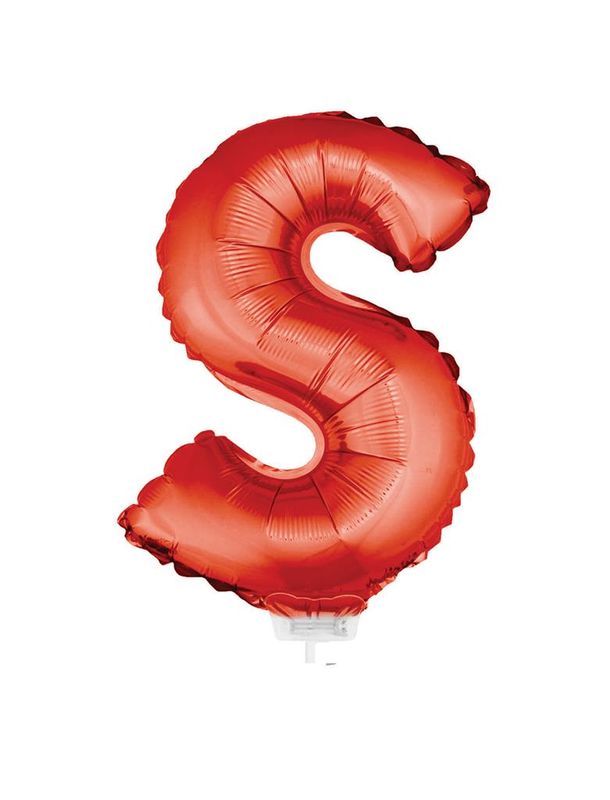 Folieballon 41cm Met Stokje Letter S Rood