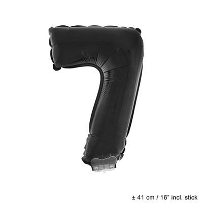 Folienballon 41cm Mit Stab Zahl 7 Schwarz