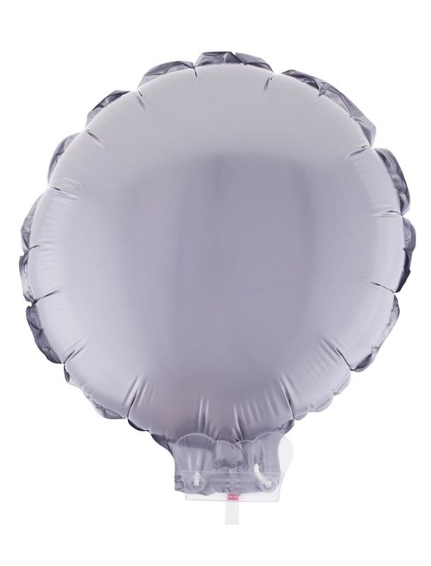 Folienballon 28cm Mit Stab Rund Chrome Silber