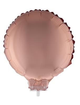 Folieballon 28cm Met Stokje Rond Rosé Koper Folieballon 28cm Met Stokje Rond Rosé Koper