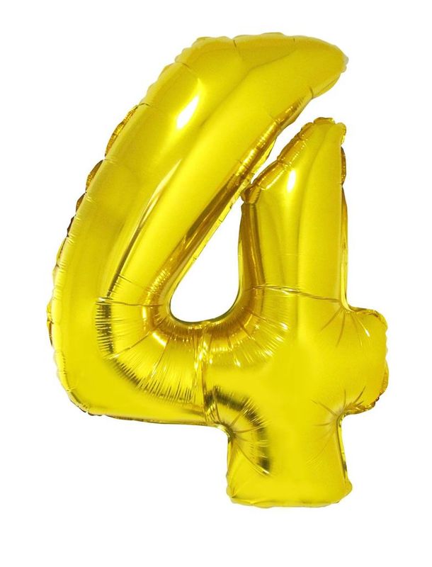 25 Folienballons 102cm Zahl 4 Gold