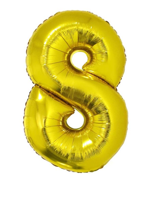25 Folienballons 102cm Zahl 8 Gold