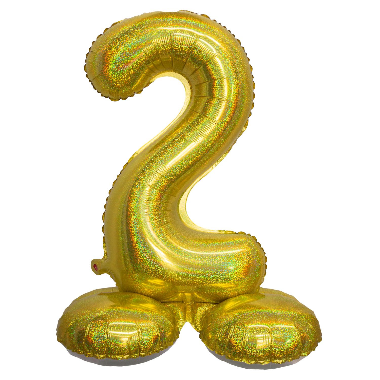 Folieballon 81cm Op Voet 2 Holografisch Goud