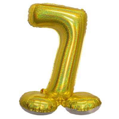 Folienballon 81cm Stehend 7 Holographisch Gold
