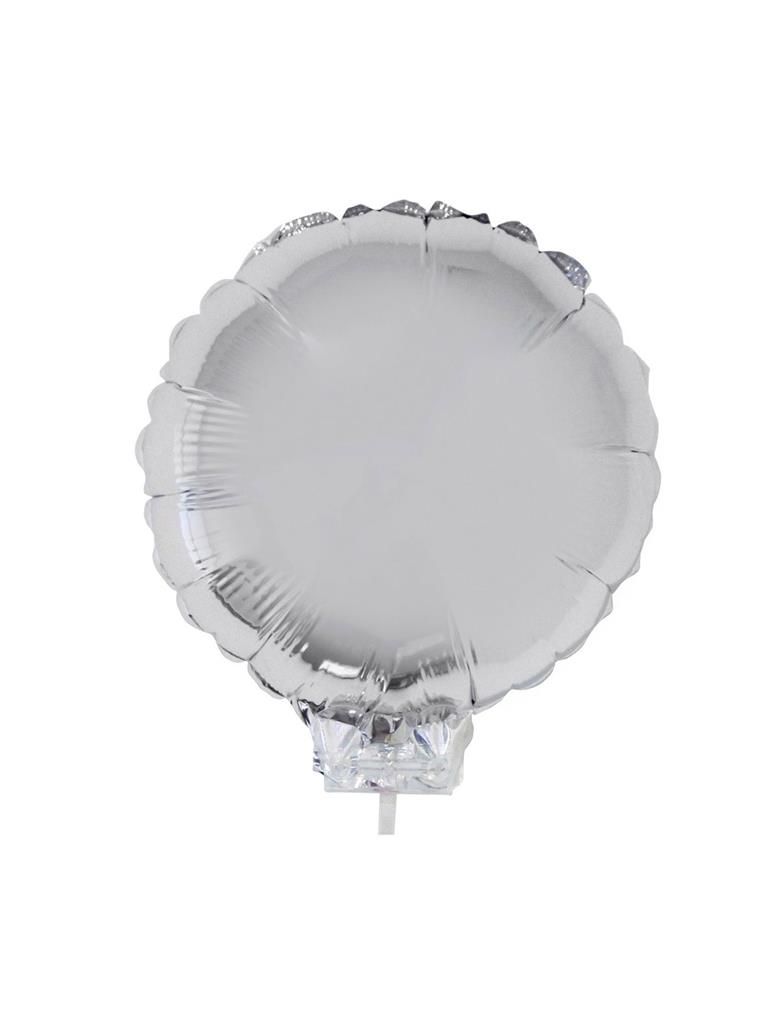 Folieballon 28cm Met Stokje Rond Zilver Folieballon 28cm Met Stokje Rond Zilver