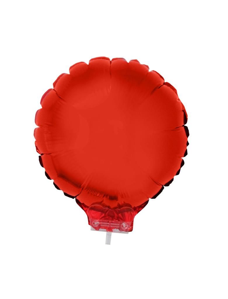Folieballon 28cm Met Stokje Rond Rood Folieballon 28cm Met Stokje Rond Rood